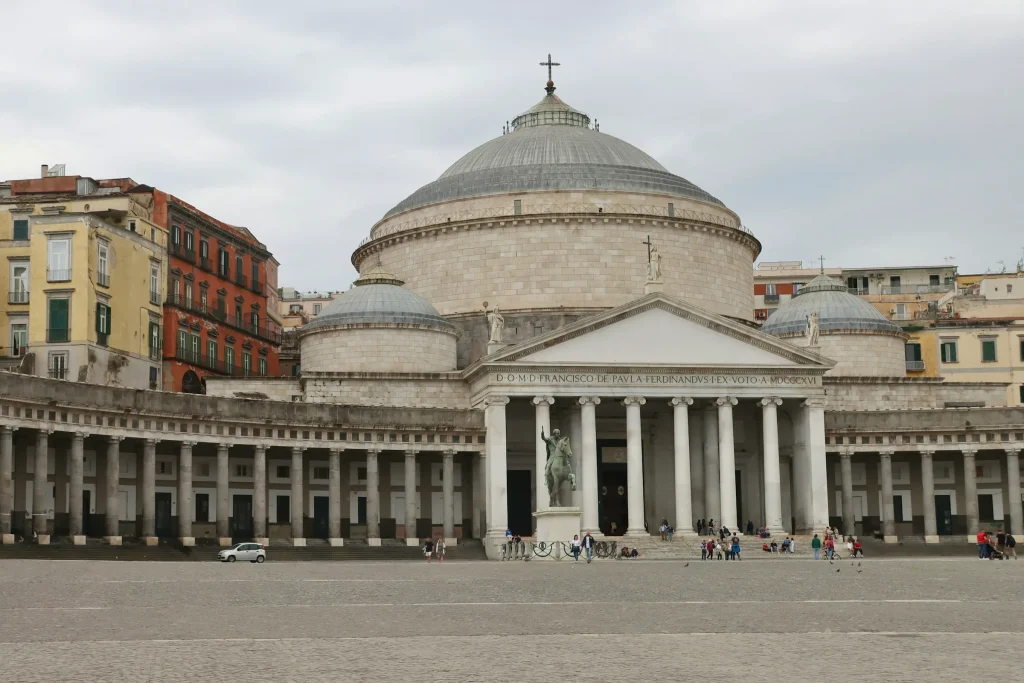 The domed basilica of San Francesco di Paola on Piazza del Plebiscito in Naples