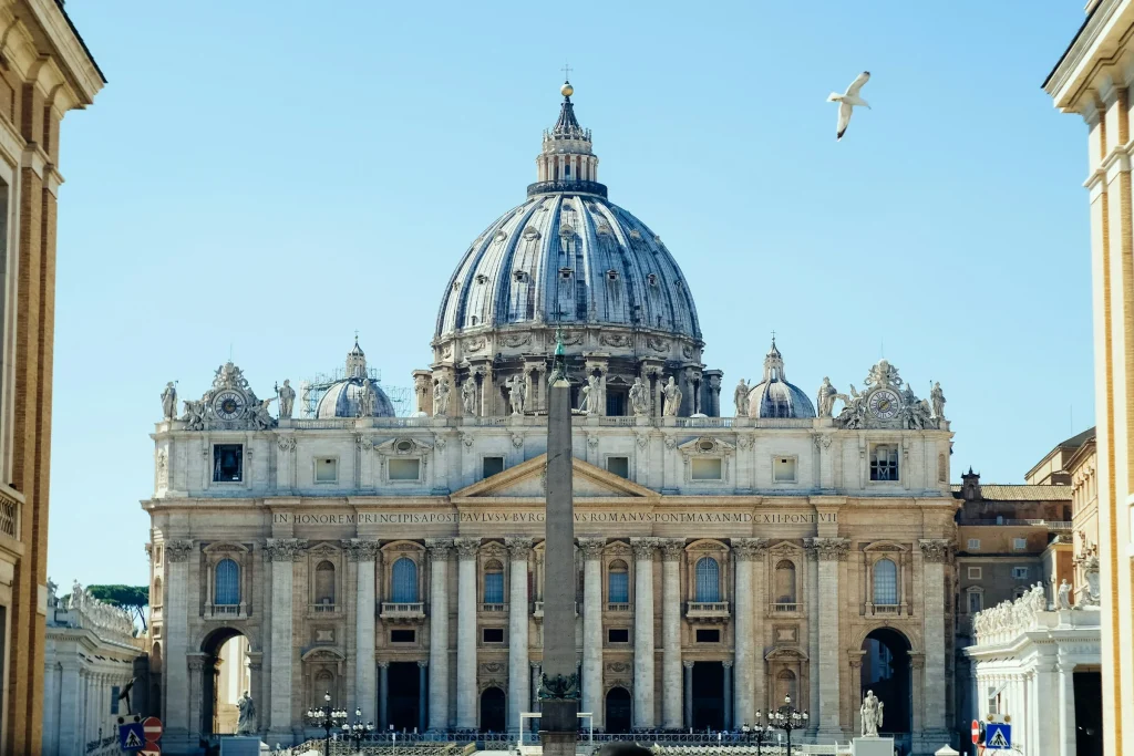 St Peter’s Basilica and the obelisk in the Vatican square