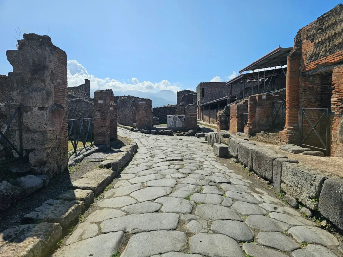 The archaeological excavations of Pompeii on a sunny day